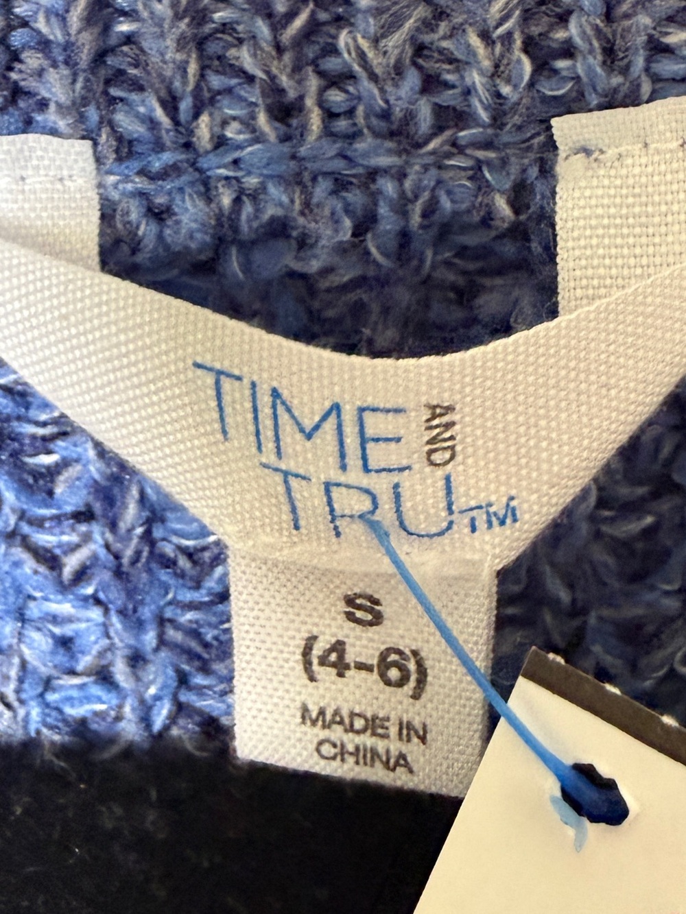 Time and Tru Small Blue Waffle Knit Sweater - Picture 5 of 5